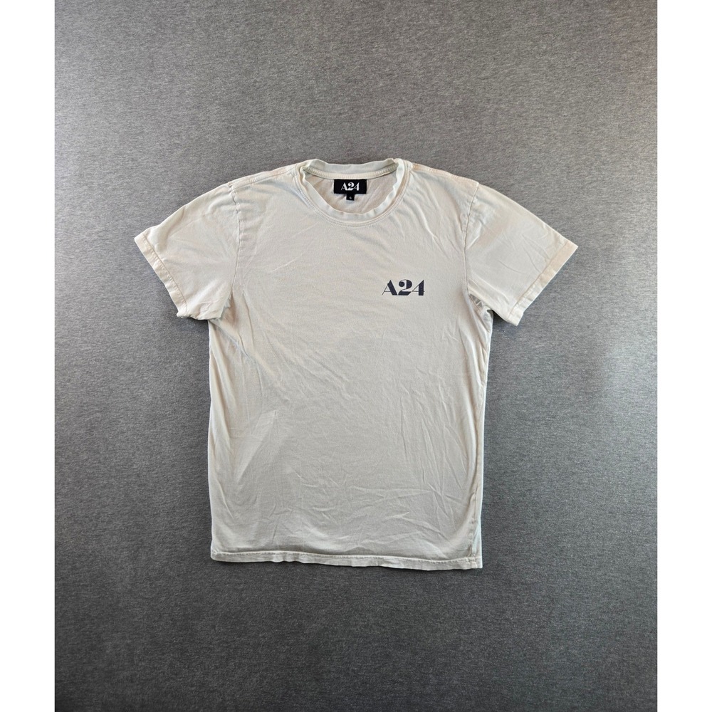 A24 Logo Graphic T-Shirt Mens Small Cream Short Sleeve Cotton Made in USA